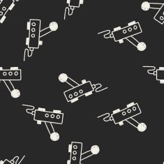 microphone doodle drawing seamless pattern background