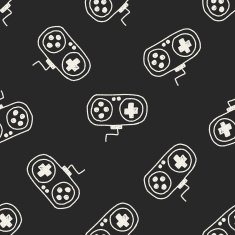 Game Remote Control doodle drawing seamless pattern background N2