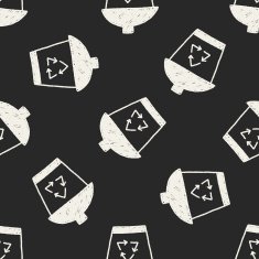 recycle trash can doodle drawing seamless pattern background
