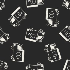 truck doodle drawing seamless pattern background N2