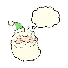 cartoon santa claus face with thought bubble N2