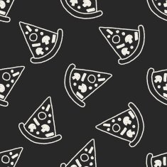 pizza doodle drawing seamless pattern background