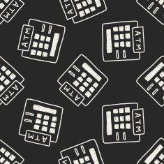 ATM doodle drawing seamless pattern background N5