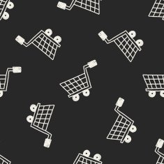 shopping cart doodle drawing seamless pattern background N7