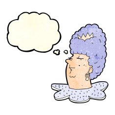 cartoon queen head with thought bubble N3