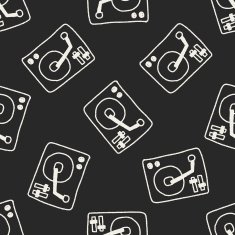 DJ disk doodle drawing seamless pattern background N3