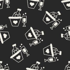 Champagne doodle drawing seamless pattern background