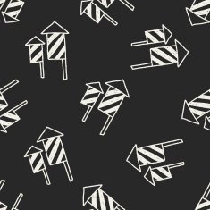 Firecrackers doodle drawing seamless pattern background N2