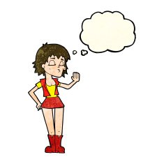 cartoon cool girl with thought bubble N7