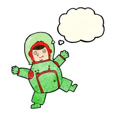 cartoon astronaut with thought bubble N27