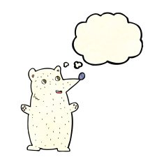 funny cartoon polar bear with thought bubble N6