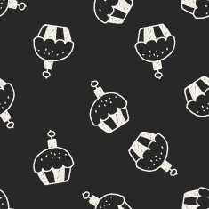 cupcake doodle drawing seamless pattern background N3