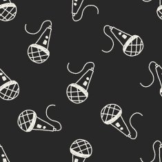 microphone doodle drawing seamless pattern background N2