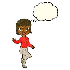 cartoon pretty woman waving with thought bubble N24