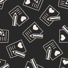love letter doodle drawing seamless pattern background N2