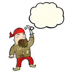 cartoon pirate with thought bubble N2