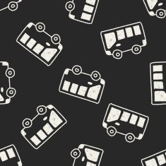 bus doodle drawing seamless pattern background
