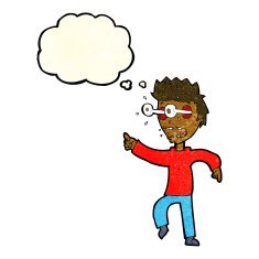 cartoon man with popping out eyes thought bubble N8