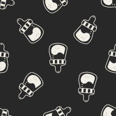 feeding bottle doodle drawing seamless pattern background