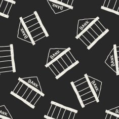 bank doodle drawing seamless pattern background