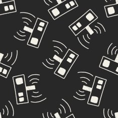 radio doodle drawing seamless pattern background N6