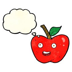 cartoon apple with thought bubble N10