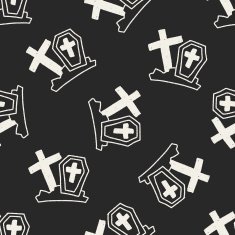 grave doodle drawing seamless pattern background N3