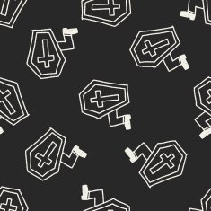 grave doodle drawing seamless pattern background N4
