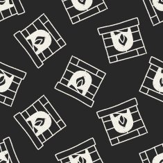 Fireplace doodle drawing seamless pattern background