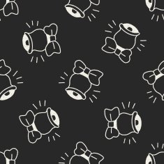 Christmas bell doodle drawing seamless pattern background N4