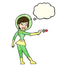 cartoon sci fi girl with thought bubble N2