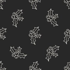 Poinsettia doodle drawing seamless pattern background