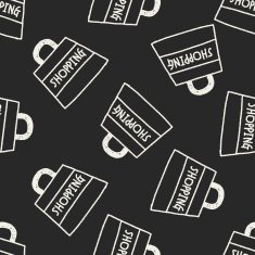 shopping bag doodle drawing seamless pattern background N6