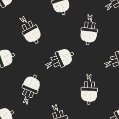 plug doodle drawing seamless pattern background N2