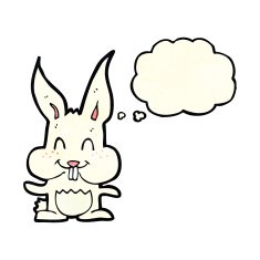 cartoon rabbit with thought bubble N20