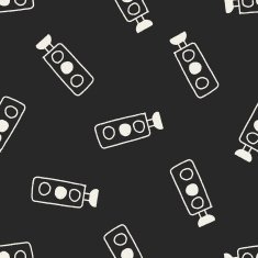 Traffic lights doodle drawing seamless pattern background