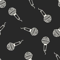 microphone doodle drawing seamless pattern background N3