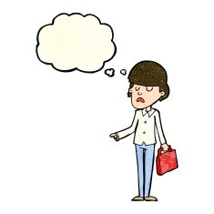 cartoon arrogant businessman pointing with thought bubble N3