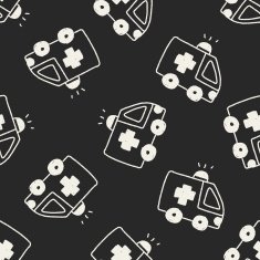 ambulance doodle drawing seamless pattern background N2