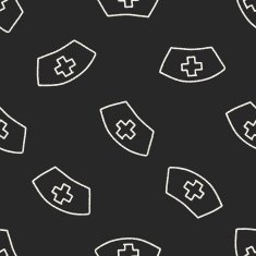nurse hat doodle drawing seamless pattern background N4
