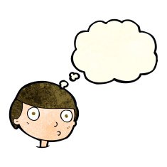 cartoon boy staring with thought bubble N5