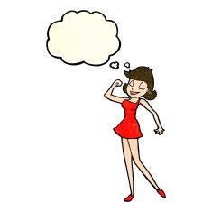 cartoon woman with can do attitude thought bubble N3