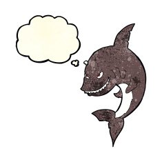 funny cartoon shark with thought bubble N7