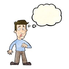 cartoon shocked man with thought bubble N28
