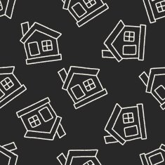 house doodle drawing seamless pattern background N2