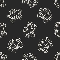 bus doodle drawing seamless pattern background N2