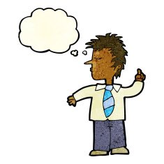 cartoon man making his point with thought bubble N3