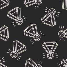 Medal doodle drawing seamless pattern background N3