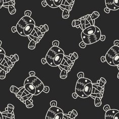 Doodle Teddy seamless pattern background N3