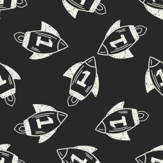 Doodle Rocket seamless pattern background